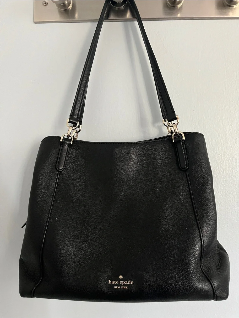 Kate Spade Black Jackson Leather Three Compartment Satchel
